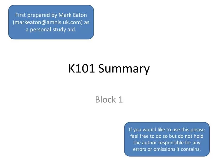 k101 summary