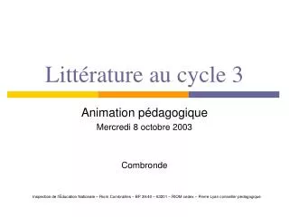 litt rature au cycle 3