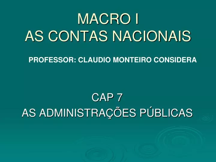 macro i as contas nacionais