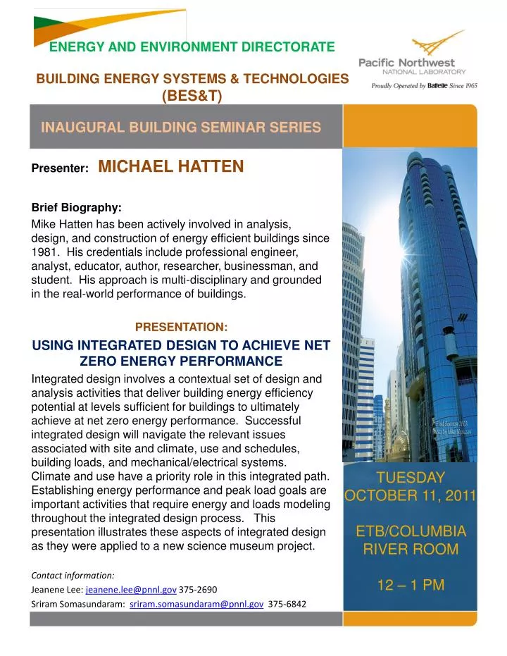 energy and environment directorate building energy systems technologies bes t