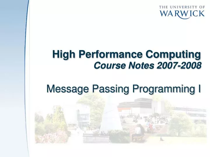 high performance computing course notes 2007 2008 message passing programming i