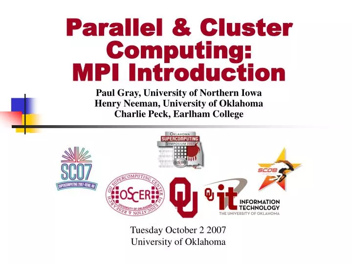 parallel cluster computing mpi introduction