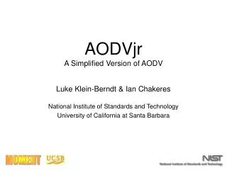 AODVjr A Simplified Version of AODV
