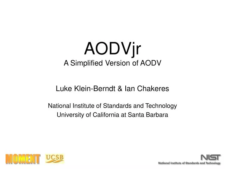 aodvjr a simplified version of aodv