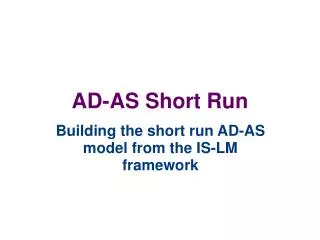 AD-AS Short Run