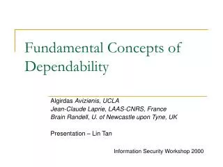 Fundamental Concepts of Dependability