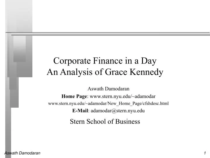 corporate finance in a day an analysis of grace kennedy