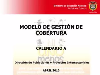 MODELO DE GESTIÓN DE COBERTURA CALENDARIO A