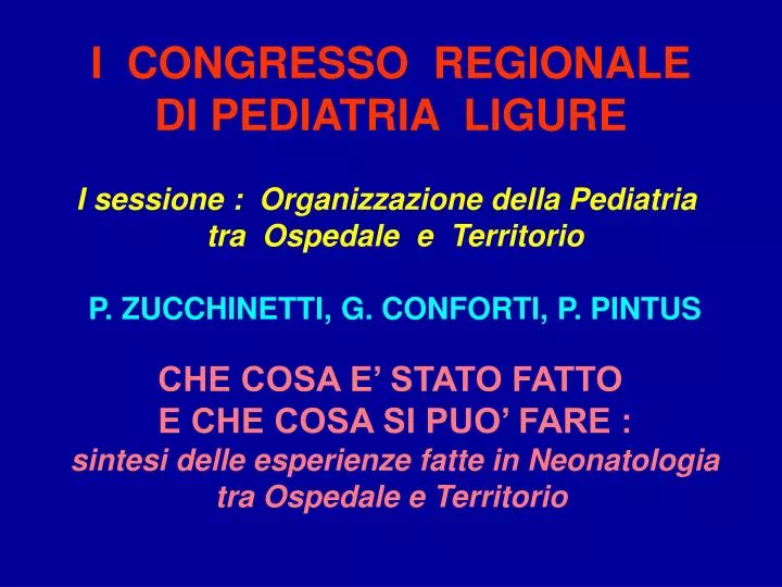 i congresso regionale di pediatria ligure