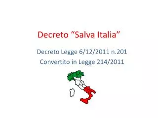 Decreto “Salva Italia”