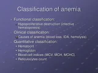 Classification of anemia