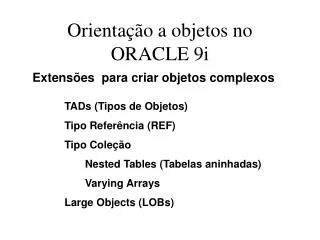 orienta o a objetos no oracle 9i