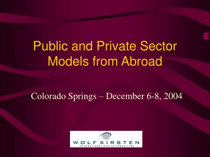 public and private sector models from abroad