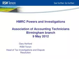 HMRC Powers and Investigations Association of Accounting Technicians Birmingham branch 9 May 2012