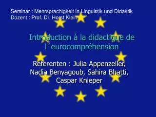 introduction la didactique de l eurocompr hension