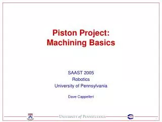 Piston Project: Machining Basics