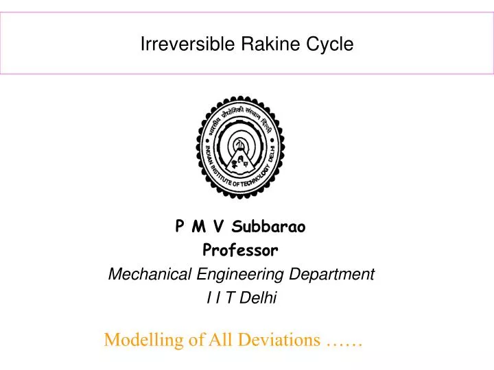 irreversible rakine cycle