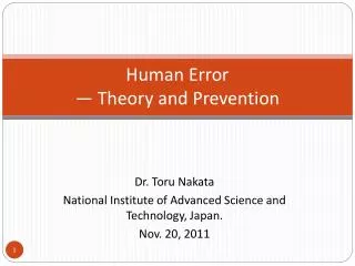 Human Error — Theory and Prevention