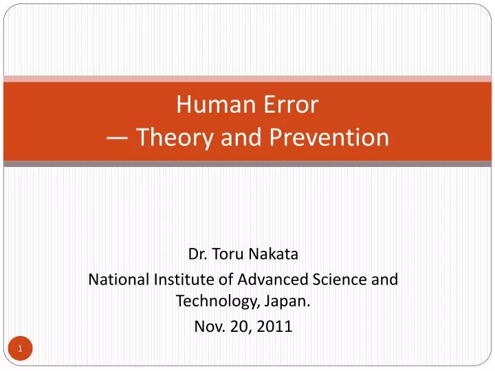dr toru nakata national institute of advanced science and technology japan nov 20 2011