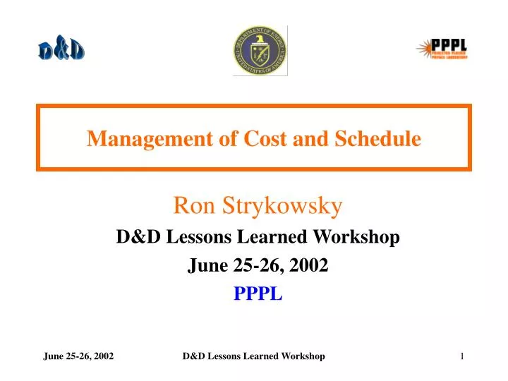 management of cost and schedule