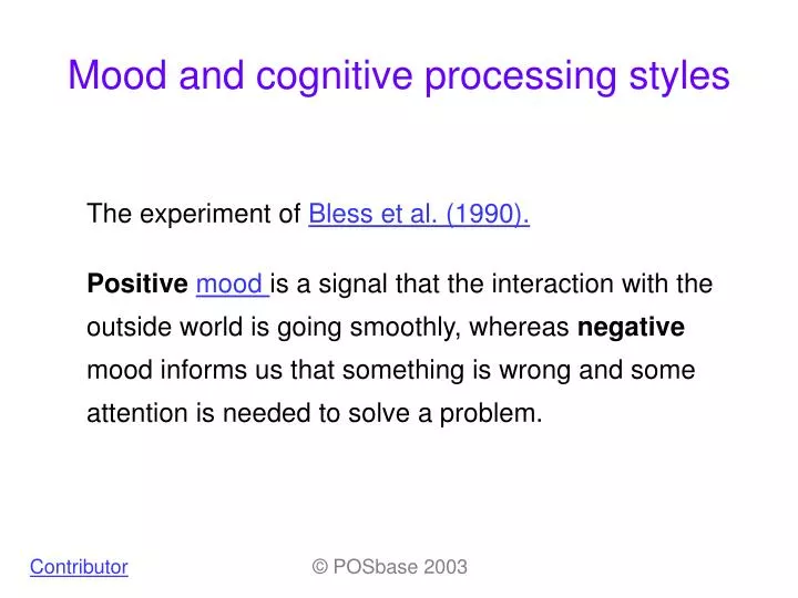 mood and cognitive processing styles