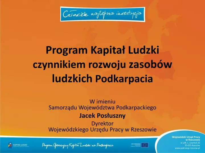 program kapita ludzki czynnikiem rozwoju zasob w ludzkich podkarpacia