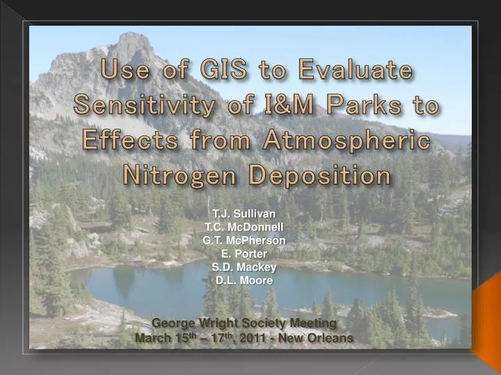 use of gis to evaluate sensitivity of i m parks to effects from atmospheric nitrogen deposition