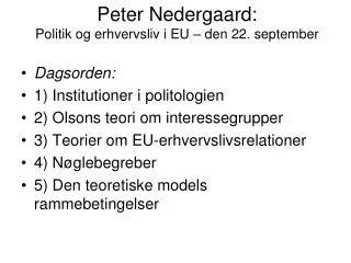 Peter Nedergaard: Politik og erhvervsliv i EU – den 22. september