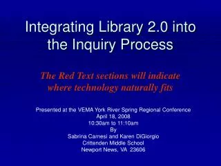 Integrating Library 2.0 into the Inquiry Process