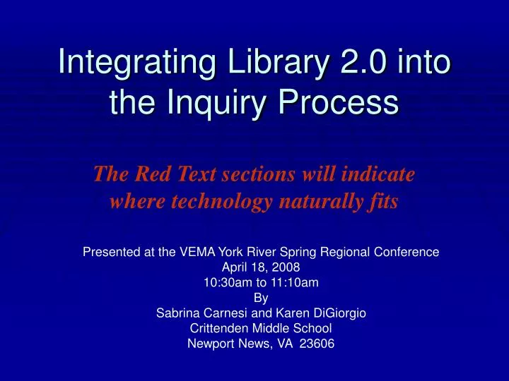 integrating library 2 0 into the inquiry process