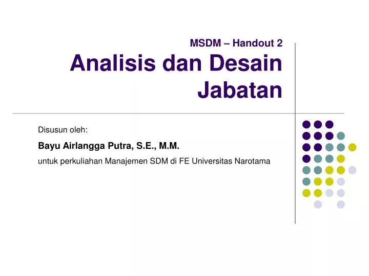 msdm handout 2 analisis dan desain jabatan
