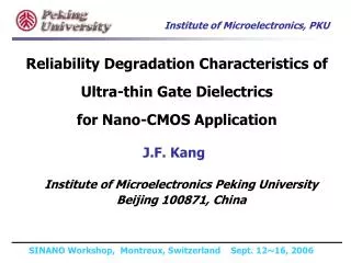 Reliability Degradation Characteristics of Ultra-thin Gate Dielectrics for Nano-CMOS Application
