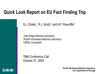 Quick Look Report on EU Fact Finding Trip