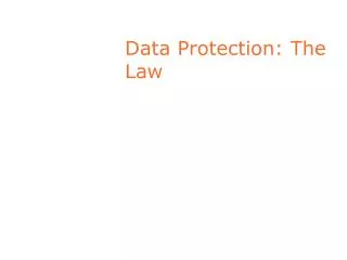 Data Protection: The Law