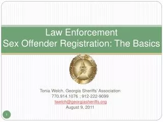 Law Enforcement Sex Offender Registration: The Basics