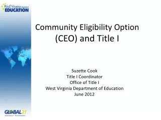 Community Eligibility Option (CEO) and Title I