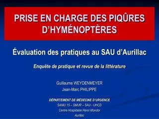 prise en charge des piq res d hym nopt res