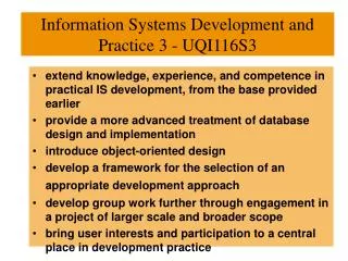 Information Systems Development and Practice 3 - UQI116S3