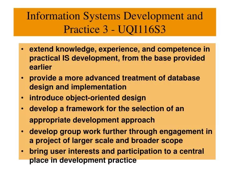 information systems development and practice 3 uqi116s3