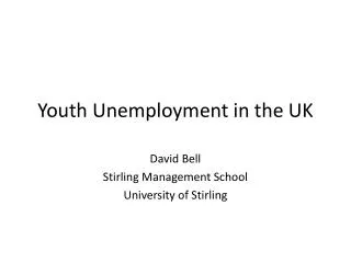 Youth Unemployment in the UK