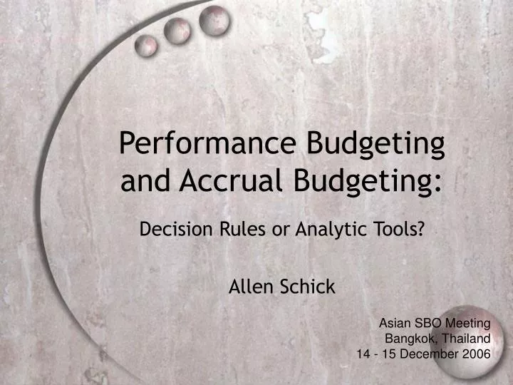 performance budgeting and accrual budgeting