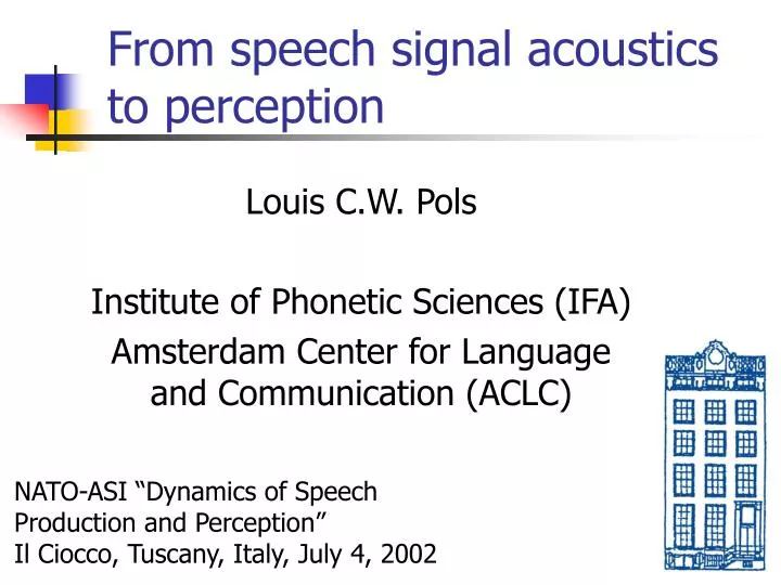 from speech signal acoustics to perception