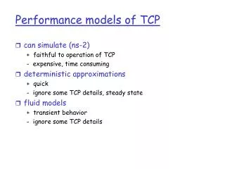 Performance models of TCP