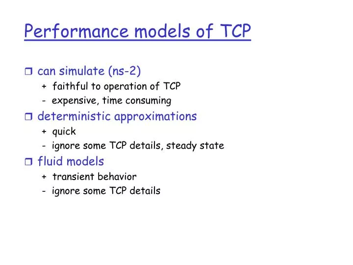performance models of tcp