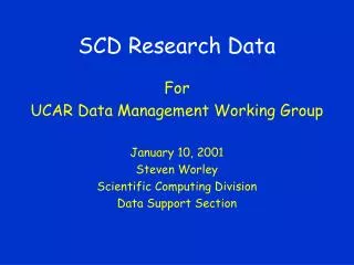 SCD Research Data