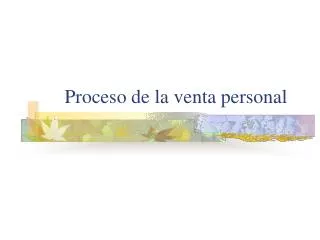 proceso de la venta personal