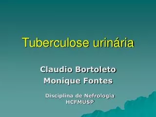 tuberculose urin ria