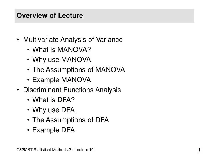 overview of lecture