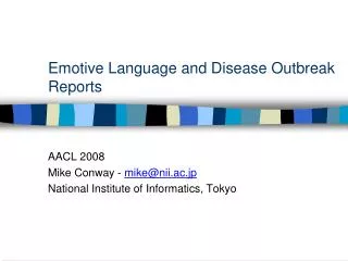 Emotive Language and Disease Outbreak Reports