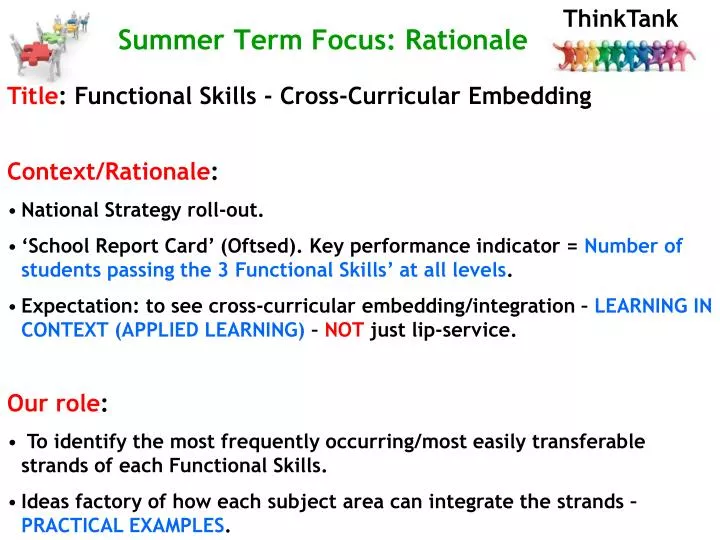 summer term focus rationale